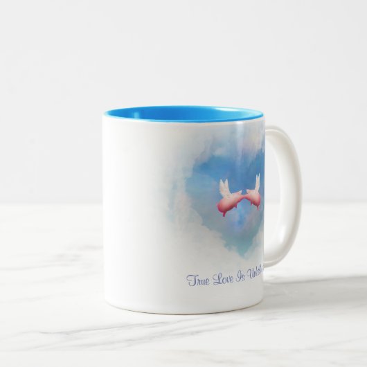 Flying Pigs Kiss-True Love is ongelooflijk Mok (Voorkant rechts)
