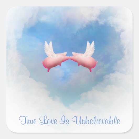 Flying Pigs Kiss-True Love is ongelooflijk Sticker (Voorkant)