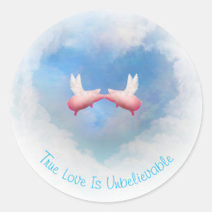 Flying Pigs Kissing-True Love is ongelooflijk Ronde Sticker