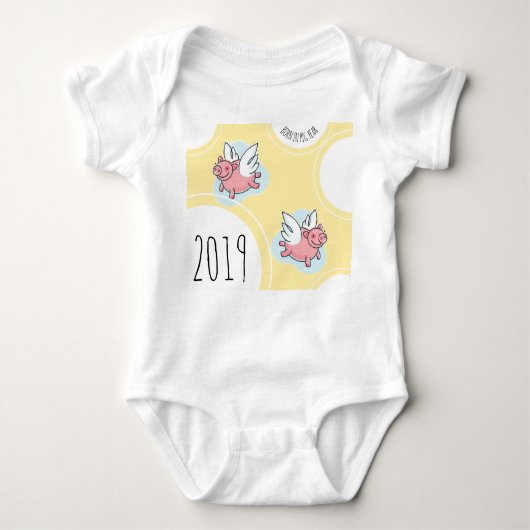 Flying Pigs New Baby, geboren in 2019 Baby Bodysui Romper (Voorkant)