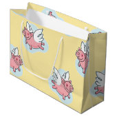 Flying Pigs New Baby Yellow L Gift Bag Groot Cadeauzakje (Voorkant Gekanteld)