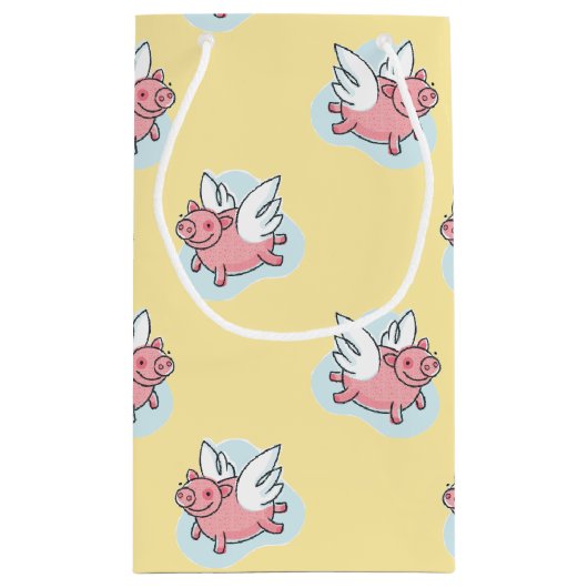 Flying Pigs New Baby Yellow Small Gift Bag Klein Cadeauzakje (Achterkant)