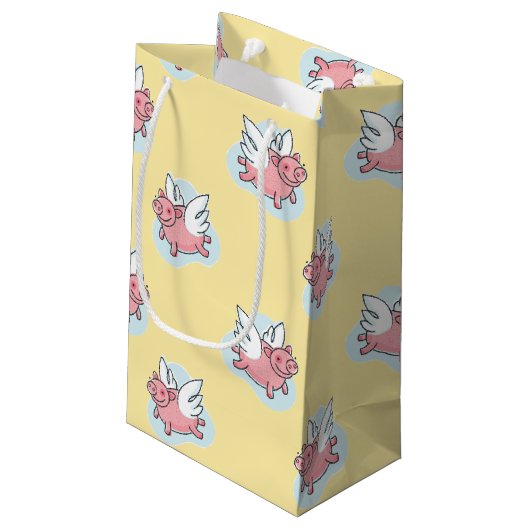 Flying Pigs New Baby Yellow Small Gift Bag Klein Cadeauzakje (Achterkant Gekanteld)
