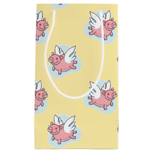Flying Pigs New Baby Yellow Small Gift Bag Klein Cadeauzakje (Voorkant)