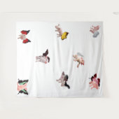Flying Pigs White Tapestry Wandkleed (Voorkant (horizontaal))