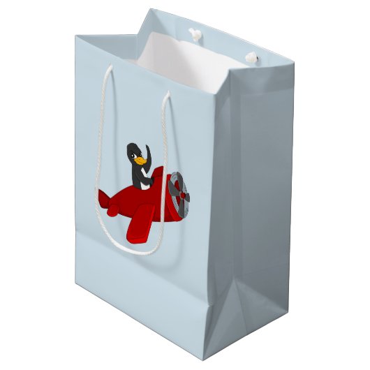 Flying pinguin cartoon medium gift medium cadeauzakje (Voorkant Gekanteld)