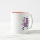 Flying Pink and Paars Fairy Cat Tweekleurige Koffiemok (Voorkant rechts)