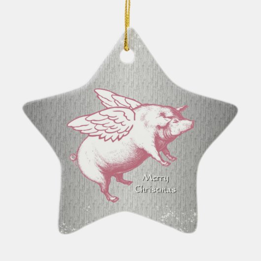 Flying Pink Pigs - Star Ornament (Voorkant)