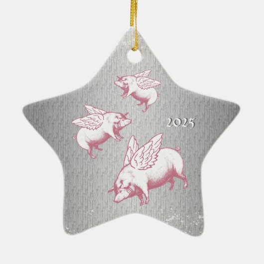 Flying Pink Pigs - Star Ornament (Achterkant)
