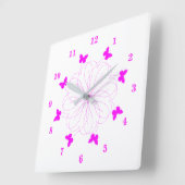 Flying Pink Vlinders Wandklok - Kies kleur (Hoek)