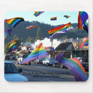 "Flying Pride Flags Over Guerneville" Mousepad Muismat