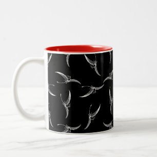 Flying Pterodactyl Dinosaur Print Pattern Black Tweekleurige Koffiemok