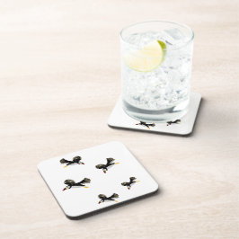 Flying Puffins Fun Bird Art Drankjes Onderzetter