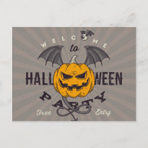 Flying Pumpkin Halloween Party Uitnodiging Briefkaart