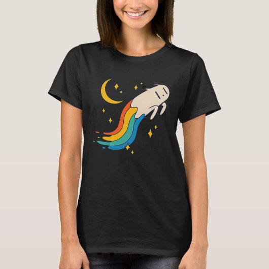 Flying Rainbow Cat Meme Cat Emo Soft Grunge EGirl T-shirt (Voorkant)
