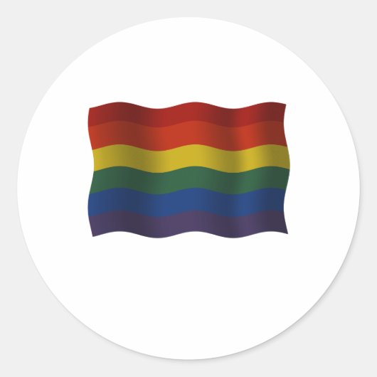 Flying Rainbow pride flag Ronde Sticker (Voorkant)