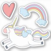 Flying Rainbow Unicorn Fabulous Sticker (Voorkant)