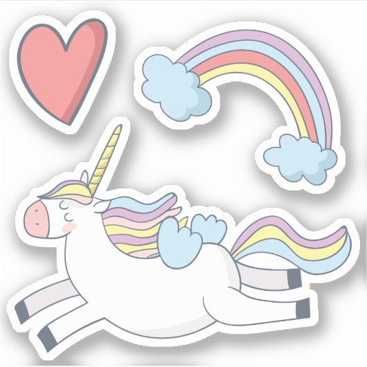 Flying Rainbow Unicorn Fabulous Sticker (Voorkant)