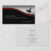 Flying Raven Bird, red swoosh, metallic effect Visitekaartje (Voorkant / Achterkant)