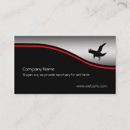Flying Raven Bird, red swoosh, metallic effect Visitekaartje