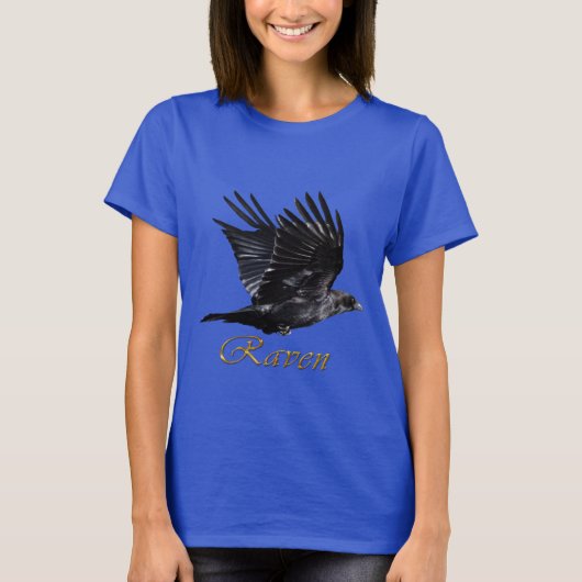 Flying Raven Corvid Bird lover T-Shirt (Voorkant)