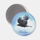 Flying Raven in Blue Sky HDR Photo Design 2 Magneet (Voorkant / Achterkant)