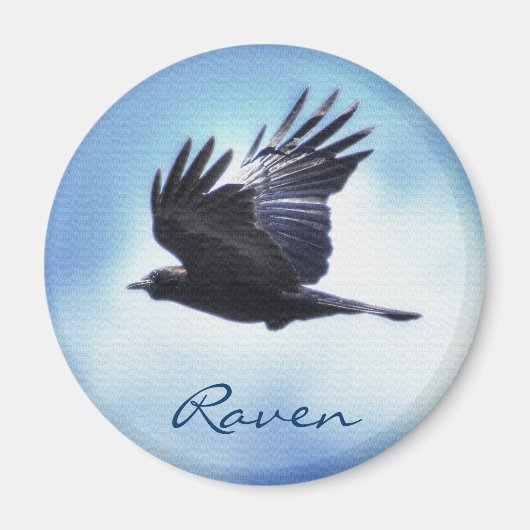 Flying Raven in Blue Sky HDR Photo Design 2 Magneet (Voorkant)