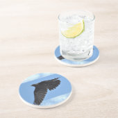 Flying Raven Modern Art in Blue Zandsteen Onderzetter (Zijkant)