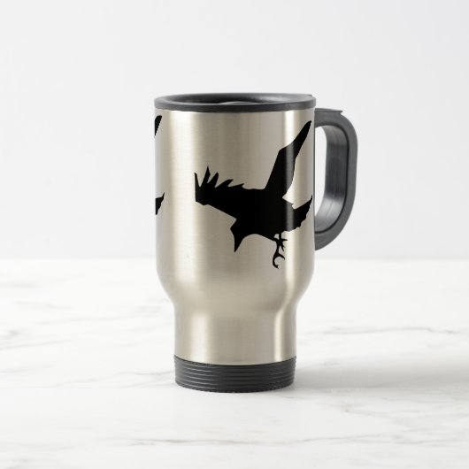 Flying Raven Silhouette Aluminium Travel Mug Reisbeker (Voorkant rechts)