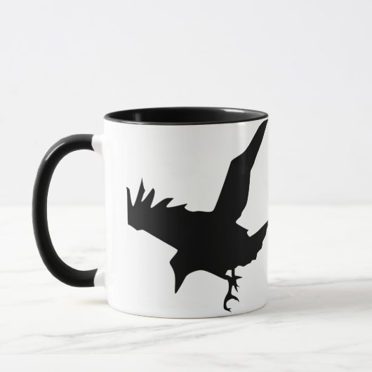 Flying Raven Silhouette Ceramic Mok (Links)