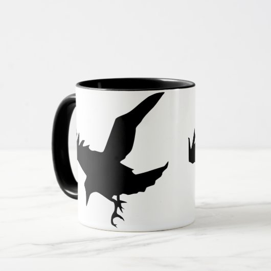 Flying Raven Silhouette Ceramic Mok (Voorkant links)