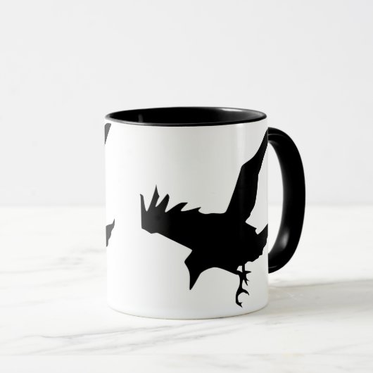 Flying Raven Silhouette Ceramic Mok (Voorkant rechts)