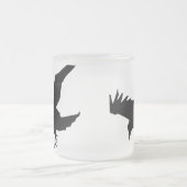 Flying Raven Silhouette Frosted Glass Mok (Center)