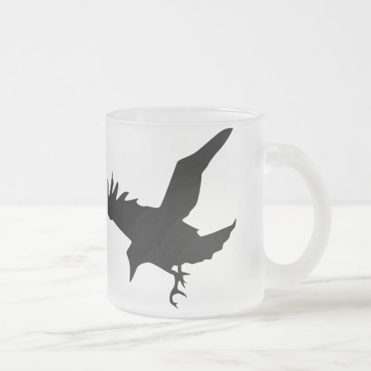 Flying Raven Silhouette Frosted Glass Mok (Rechts)