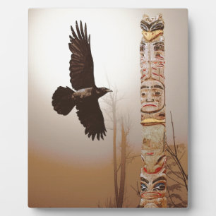 Flying Raven & Totem-Pole Fantasy Art Fotoplaat