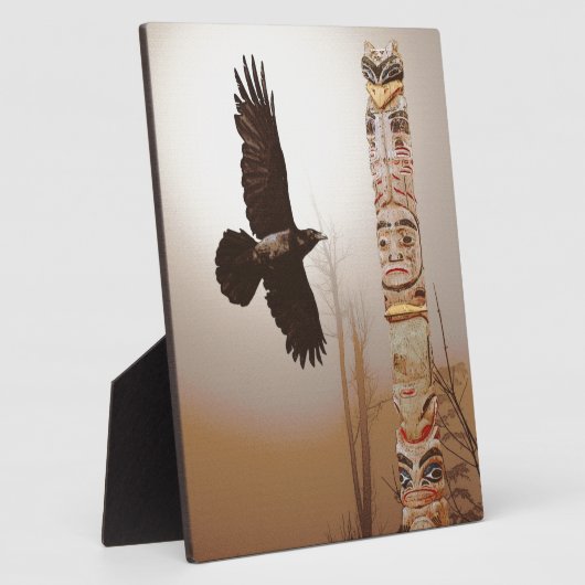 Flying Raven & Totem-Pole Fantasy Art Fotoplaat (Zijkant)