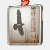 Flying Raven & Totem-Pole Fantasy Art Metalen Ornament (Links)