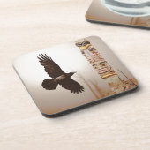 Flying Raven & Totem-Pole Fantasy Art Onderzetter (Linkerzijde)