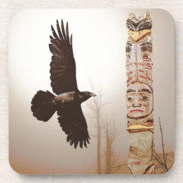 Flying Raven & Totem-Pole Fantasy Art Onderzetter