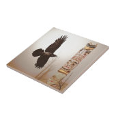Flying Raven & Totem-Pole Fantasy Art Tegeltje (Zijkant)