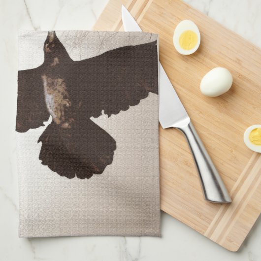 Flying Raven & Totem-Pole Fantasy Art Theedoek (Quarter Fold)