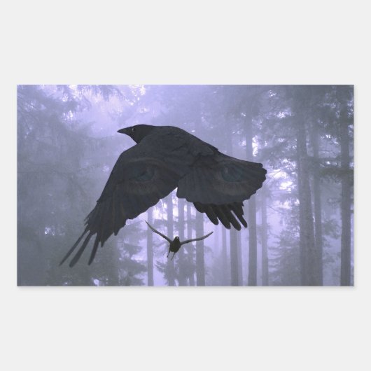 Flying Ravens, Forest & Eerie Eyes Rechthoekige Sticker (Voorkant)