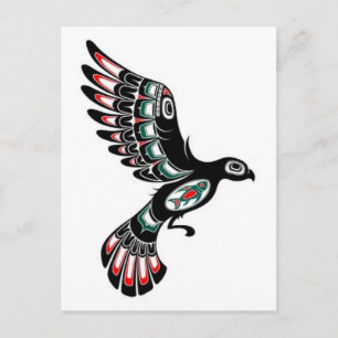 Flying Red and Black Haida Spirit Bird, white Briefkaart