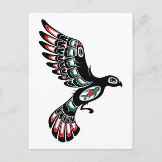 Flying Red and Black Haida Spirit Bird, white Briefkaart (Voorkant)