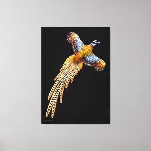 Flying Reeves Pheasant Wrapped Canvas Afdruk