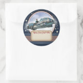 Flying Retro Raket Naam Tag Stickers (Tas)