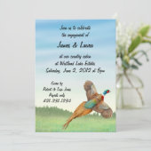 Flying Ringnek Pheasant Invitation Kaart (Staand voorkant)