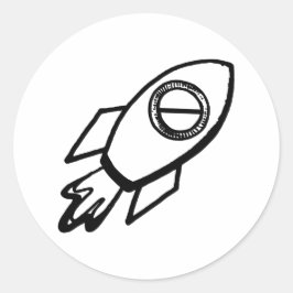 Flying Rocket Schetch Pattern Ronde Sticker