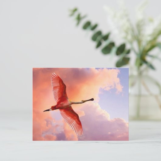 Flying Roseate lepel Briefkaart (Staand voorkant)
