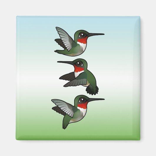 Flying Ruby-throated Hummingbird Magneet (Voorkant)